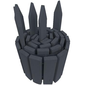 Preview: Robuste Beetumrandung aus Holz in edlem Dunkelgrau, 200 x 20/35 cm - dekorative Gartenbegrenzung für Beete, Wege & Rasen, wetterfest & langlebig