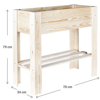 Preview: Praktisches Hochbeet aus Holz (70x34x79cm). Ergonomisches Gärtnern garantiert-Garten oder Balkon - Qualitätsprodukt für Gemüse, Kräuter, uvm