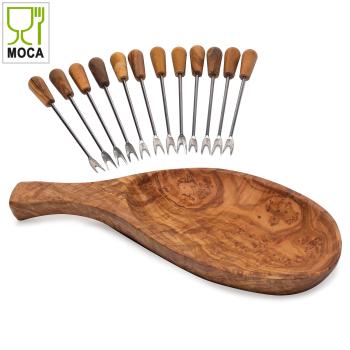 Preview: Tapas-Set: Schale 26 cm + Snack- und Olivengabeln, 13-teilig