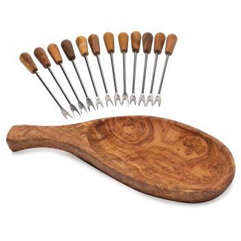 Tapas-Set: Schale 26 cm + Snack- und Olivengabeln, 13-teilig