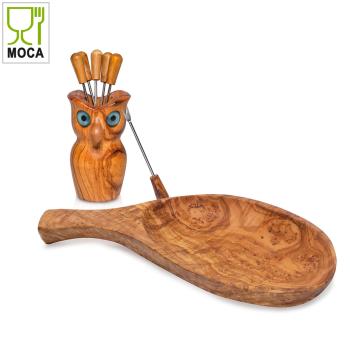 Preview: Set pour tapas hibou: plat 26 cm + hibou avec piques apéritifs, 8 pièces