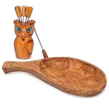Set pour tapas hibou: plat 26 cm + hibou avec piques apéritifs, 8 pièces