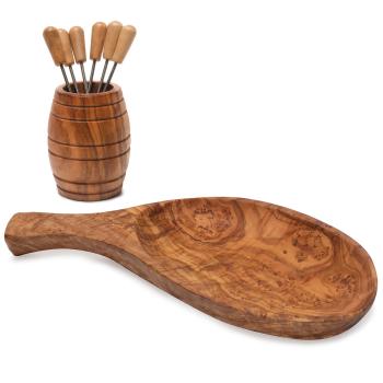 Tapas Set Barrel Bowl 26 cm +Barrel con Snack & Olive Forks8-pz