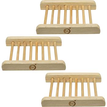 Set di 3 portasapone in bambù – fatto a mano – listelli trasversali – igienico – per saponi e shampoo solidi – marrone – 35 g – sano & naturale – sostenibile
