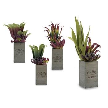 Preview: Blumentopf aus Holz mit Kunstpflanze - Modernes Landhaus-Design für innen & aussen - Robustes HDF-Holz, 10x50x10 cm, ideal als Geschenk