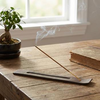 Räucherstäbchenhalter Holz dunkelbraun - Exotischer Aschefänger für harmonische Atmosphäre & positive Energie - Mango Holz 26cm Dekoration Geschenk