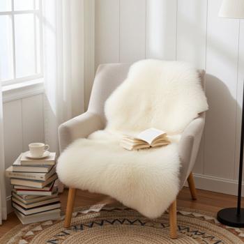 Echtes Schaffell 90x60 cm - Elfenbein - Besonders weich & flauschig - Luxuriöse Wohnakzente & natürliche Eleganz - Teppich Bettvorleger Sitzauflage