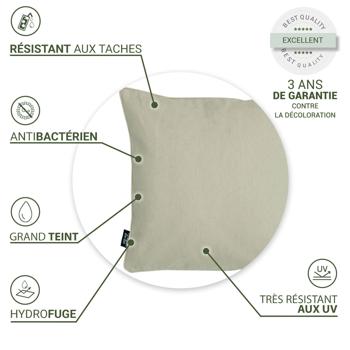 Preview: Coussins d‘extérieur Madison lot de 4 - Hydrofuge, anti-UV, antibactérien, beige 50x50x10cm - Coussins déco pour jardin, terrasse & balcon