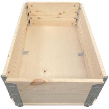 Preview: Blumenkasten Holz mit Rollen - Mobiler Kräuter- & Blumengarten für Balkon/Terrasse - Tanne/Metall - 80x40x19,5cm - 360° drehbare Rollen - Stecksystem