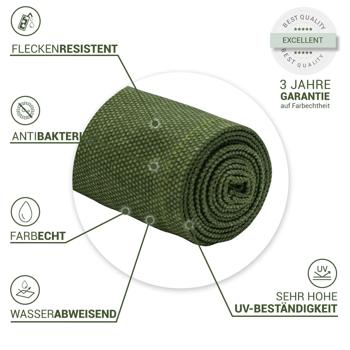 Preview: Moderner Tischläufer für den Innen- und Aussenbereich, grün, 140 x 50 cm: Wetterfest, pflegeleicht & stilvoll, für Garten, Terrasse & Esszimmer