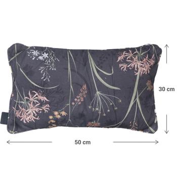 Preview: Lot 4 Coussins Décoratifs Outdoor Anthracite - Motif Floral, 30x50x10 cm - Résistants UV, Hydrofuges, Recyclés - Jardin, Balcon, Terrasse