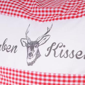 Preview: Cuscino di cirmolo Vichy rosso 26 x 19 cm, imbottito con 220 g di trucioli di cirmolo naturali, federa in cotone biologico 100%, cuscino per aromaterapia e per dormire prodotto in Germania