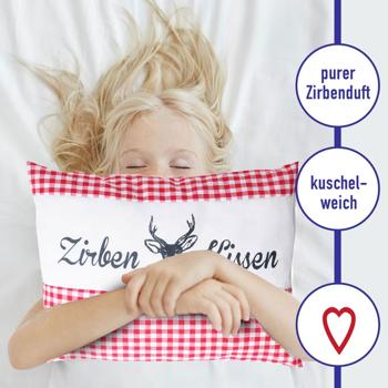 Preview: 2er-Set Zirbenkissen Vichy Rot 26x19 cm, gefüllt mit 220g Natur Zirbenspäne, 100% Bio-Baumwolle Bezug, Aromatherapie Schlafkissen aus Deutschland