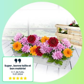 Preview: 4 Jardinières pour palette Europe - Bac à fleurs métal galvanisé - Drainage, 38,5x13,5x8,5cm - Jardin vertical & brise-vue décoratif