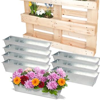 Jardinières De Balcon Compatibles Palettes Européennes - Lot De 2, Dimensions 36,8x13,7x9,5 Cm - En Plastique PP, Trous De Drainage