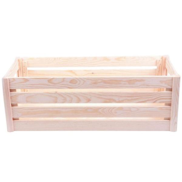 Caisse Bois Solide L - Rangement Polyvalent Jouets Bureau Décoration Élégante - Pin Naturel 29.5x69x23.5cm - Anti-Chaos Ambiance Chaleureuse