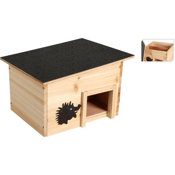 Wetterfestes Igelhaus Bausatz aus Holz mit Igelfutter – Witterungsbeständiges Winterquartier & Sommerunterschlupf – Ganzjährige Hilfe für Igel im Garten