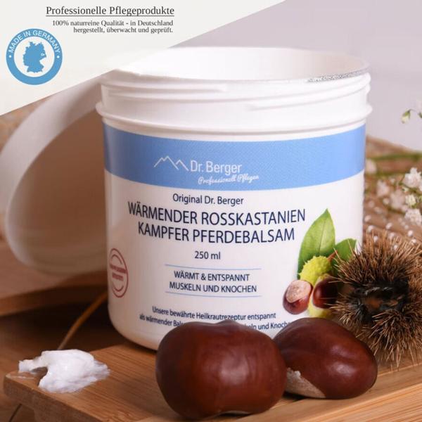 Wohltuender Pferdebalsam Rosskastanie Kampfer 250ml - Wärmend & Entspannend für Muskeln & Knochen - Beruhigende Pflege nach Sport, Belastung & Arbeit