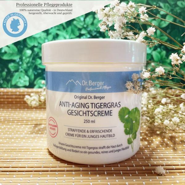 Tigergras Anti-Aging Gesichtscreme 250ml - Beruhigende Pflege für Geschmeidigkeit und Vitalität - Für alle Hauttypen geeignet