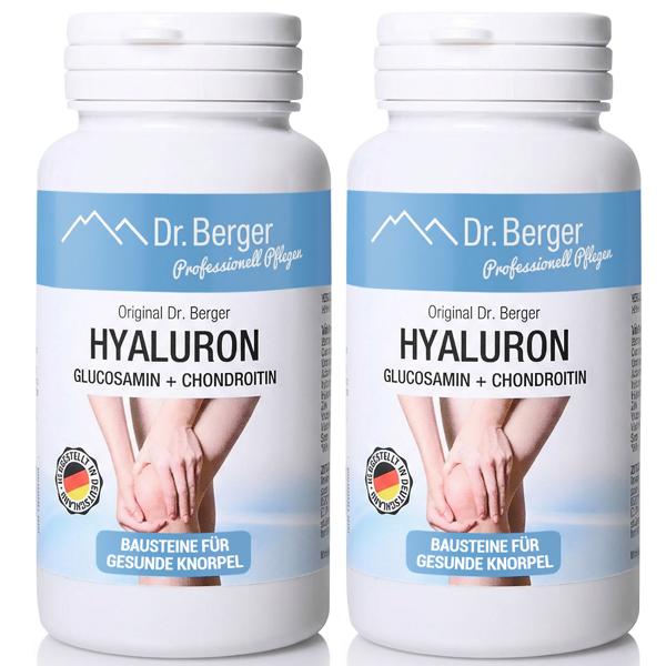 Lot de 2 gélules d’hyaluron avec glucosamine & chondroïtine - complexe de haute qualité pour les articulations & la mobilité - réserve de 60 gélules chacune - nutrition articulaire Made in Germany