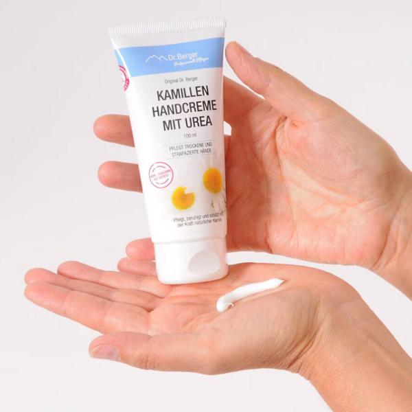 Kamillen Handcreme mit Urea, 100 ml, Intensive Pflege für trockene & rissige Hände, Zieht schnell ein & schützt die Hautbarriere