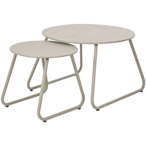 Elegante runde Metall Beistelltische im 2er-Set, beige, Ø 40 & 60 cm, Stilvolle Akzente für Ihr Wohnzimmer, Balkon oder Schlafzimmer