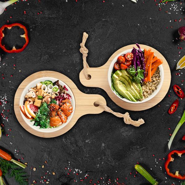 Bols en céramique avec planches, service à tapas, Ø 7,5 x 9 cm