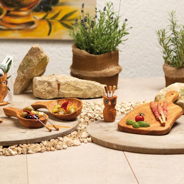 Tapas-Set Fass Schale 26 cm +Fass mit Snack- & Olivengabeln 8-teilig