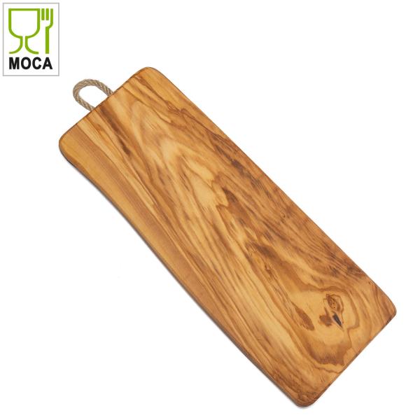 Rechteckiges Brett aus 100% Olivenholz mit Kordel, 42 x 13 x 1,8 cm