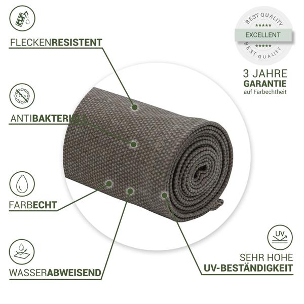 Moderner Tischläufer für den Innen- und Aussenbereich, taupe, 140 x 50 cm: Wetterfest, pflegeleicht & stilvoll, für Garten, Terrasse & Esszimmer