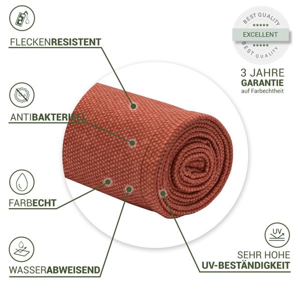 Moderner Tischläufer für den Innen- und Aussenbereich, terracotta, 140 x 50 cm: Wetterfest, pflegeleicht & stilvoll, für Garten, Terrasse & Esszimmer