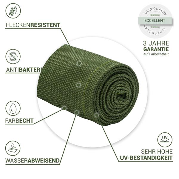 Moderner Tischläufer für den Innen- und Aussenbereich, grün, 140 x 50 cm: Wetterfest, pflegeleicht & stilvoll, für Garten, Terrasse & Esszimmer