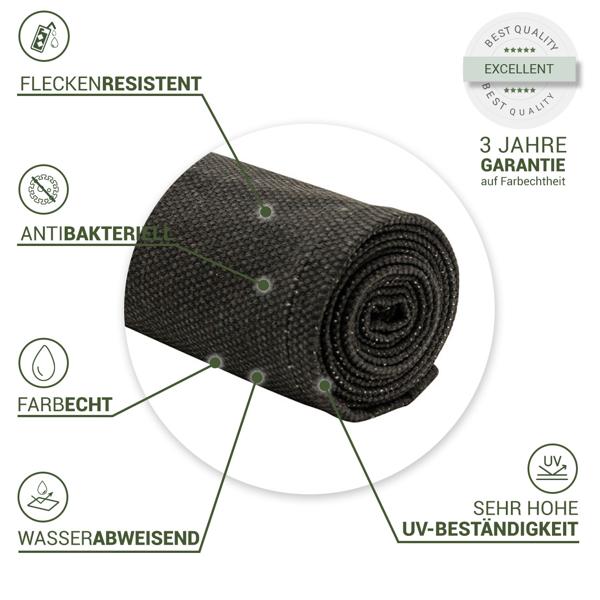 Moderner Tischläufer für den Innen- und Aussenbereich, anthrazit, 140 x 50 cm: Wetterfest, pflegeleicht & stilvoll, für Garten, Terrasse & Esszimmer