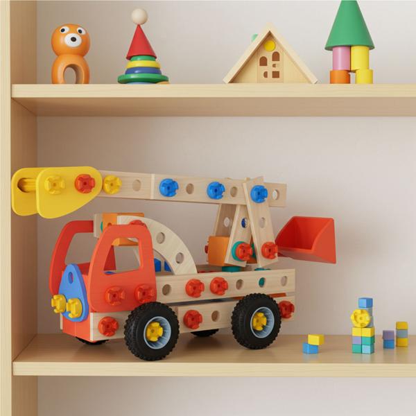 Feuerwehr Spielzeug 2in1 Set, 137 Teile, mit FSC Holz, nachhaltiges Konstruktionsspielzeug ab 5 Jahre - Kreatives Lernspielzeug