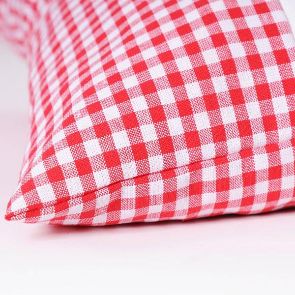 Zirbenkissen Vichy Rot 26x19 cm, gefüllt mit 220g Natur Zirbenspäne, 100% Bio-Baumwolle Bezug, Aromatherapie Schlafkissen aus Deutschland