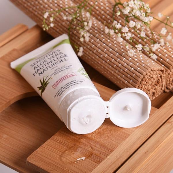 Sensitives Aloe Vera Gel 100ml – 98,3% reiner Natursaft Barbadensis Miller – Natürliche Feuchtigkeitspflege ohne zu fetten für Gesicht & Körper