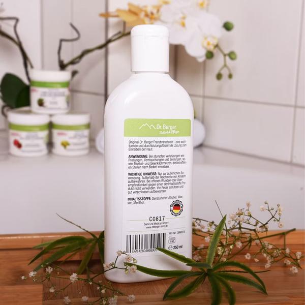 Franzbranntwein mit Menthol 250ml zur Einreibung bei Prellungen, Zerrungen, Verstauchungen, Muskelkater und Gelenkschmerzen für eine wohltuende Kühlung