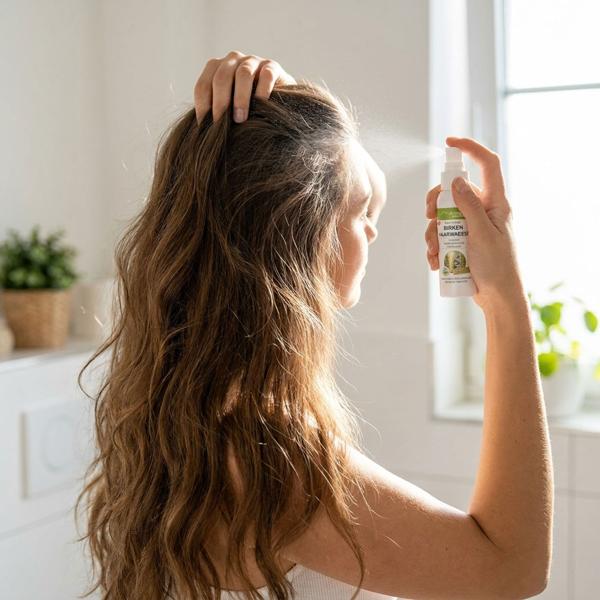 Birkenwasser Pumpspray 100 ml: Natürliche Haarpflege für feines Haar & juckende Kopfhaut - Belebendes Haarwasser für mehr Volumen