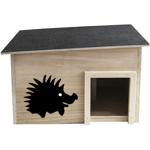 Maison Hérisson FSC - Abri Sûr Hivernage & Nidification - 2 Espaces Intérieurs Anti-Prédateurs - Toit Amovible - Bois Paulownia 40x32x24cm
