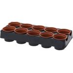 Plateau de culture complet - 10 pots de 5 cm pour semis herbes/plantes ornementales - Plastique robuste résistant UV/intempéries - Plateau 285x118x50mm