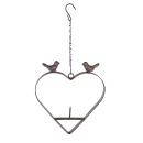 Mangiatoia per uccelli a forma di cuore, in ghisa con spiedo, 23,5 x 2 x 25,5 cm