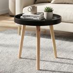 Table basse ronde design moderne, 39x40cm - Tablette en bois avec plateau noir &amp 3 pieds - Table de salon stylée
