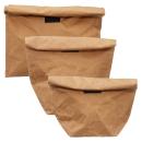 Set di 3 sacchetti con chiusura a velcro, sacchetti di carta kraft, varie dimensioni