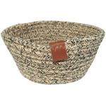 Brotkorb aus Baumwolle, Mehrzweckkorb, beige schwarz melange, Ø 18 x H 8 cm