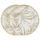 Sets de table ronds avec motifs de feuilles, set de 2 sets de table en jute, marron, blanc, 38 x 38 cm chacun